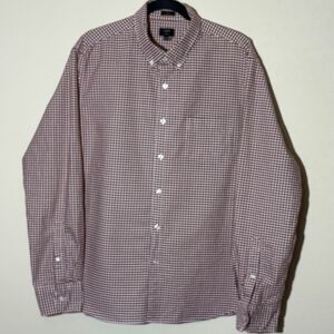 J.Crew Shirt Mens XL Slim Red Check Oxford Cloth Button Up Long‎ Sleeve Office